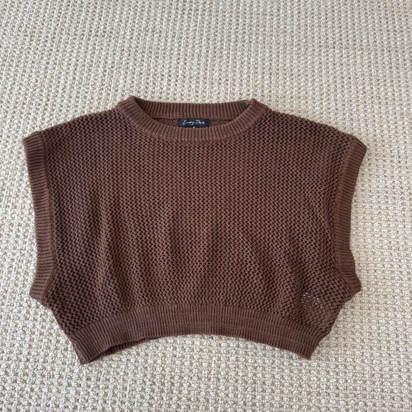Brown Mesh Knit sweater tank - Picture 1 of 4